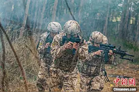 广西贵港武警官兵组织开展野外实战化训练图片