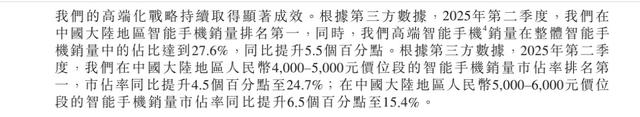 高端成了？4000-5000元价位段小米手机市占率稳居第一