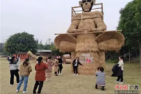 巨型稻草人王国亮相广西南宁 民众争相“打卡”体验图片