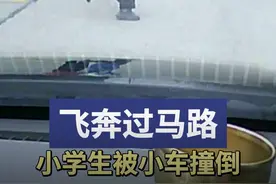 下校车后飞奔过马路，小学生被小车撞倒图片