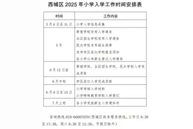 西城区发布今年义务教育入学安排，5月6日起采集小学入学信息图片