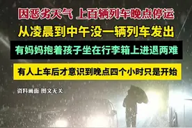 从凌晨到中午没一辆列车发出，有妈妈抱着孩子坐在行李箱上进退两难图片