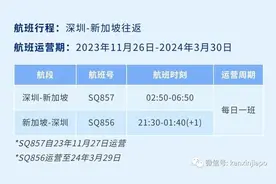 新航恢复新加坡直飞中国多个城市航班，往返机票只要$243图片