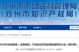 苏州市2023年休闲服装（含居家服）产品质量市级监督抽查情况公告（第89期）图片