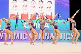 艺术体操国家队洛杉矶奥运周期首秀，浙江小花王澜静与队友拿下世界冠军图片