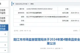 广东省阳江市市场监督管理局关于2024年第4期食品安全抽检结果公示图片