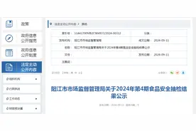 广东省阳江市市场监督管理局关于2024年第4期食品安全抽检结果公示图片
