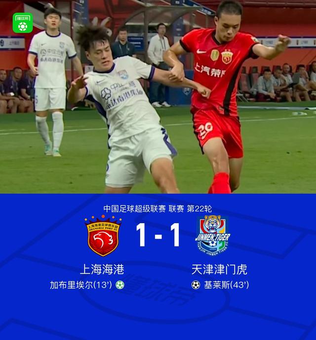 海港1-1津门虎丢榜首