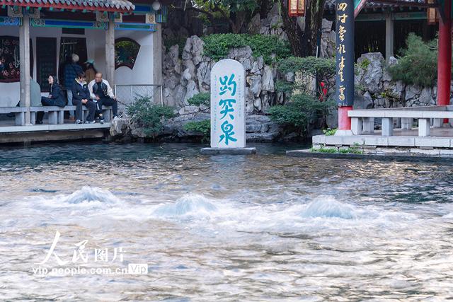 山东济南：趵突泉再现“趵突腾空”景象