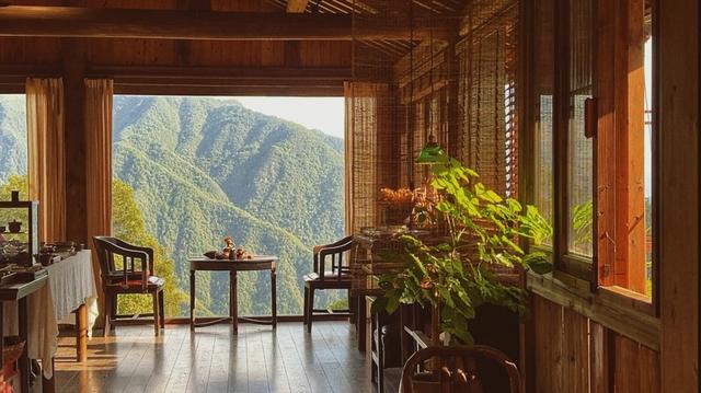为了悬崖上的古村落，做了这间茶室