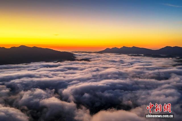 湖北宜都：金霞破晓 云海漫山
