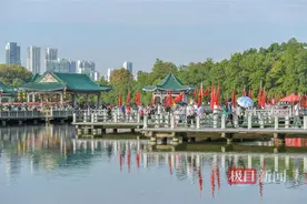 国庆假期，东湖碧潭观鱼景点令游人流连忘返图片