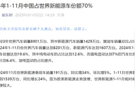 崔东树：2024年1-11月，中国占世界新能源车份额70%图片