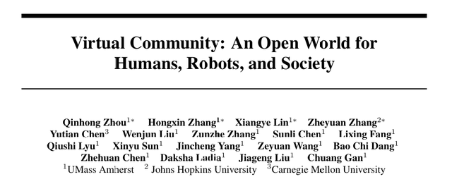 Talk预告 | UMass Amherst周沁泓&张洪鑫: Virtual Community - 生成式人机共处开放世界平台