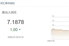 1月3日人民币对美元中间价报7.1878元 上调1个基点图片