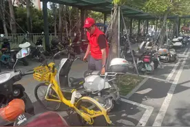 松岗城管志愿服务队开展共享单车乱停放整治志愿活动图片