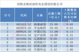 淘金央国企回购增持股！海康威视回购上限达25亿元，4家公司被增持金额上限超10亿，多家央企回购增持双管齐下（附名单）图片