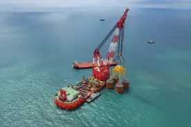 大唐海南儋州120万千瓦海上风电项目一场址一标段风机基础施工完成图片