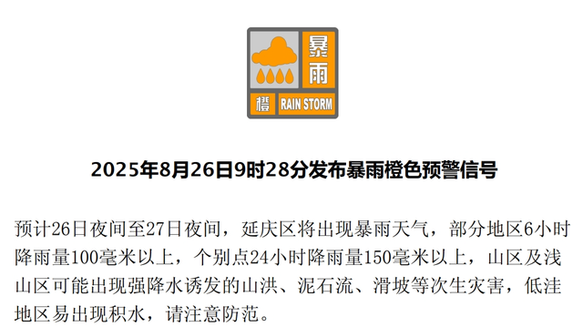 北京2区发布暴雨红色预警！7区发布暴雨橙色预警、7区发布暴雨黄色预警——