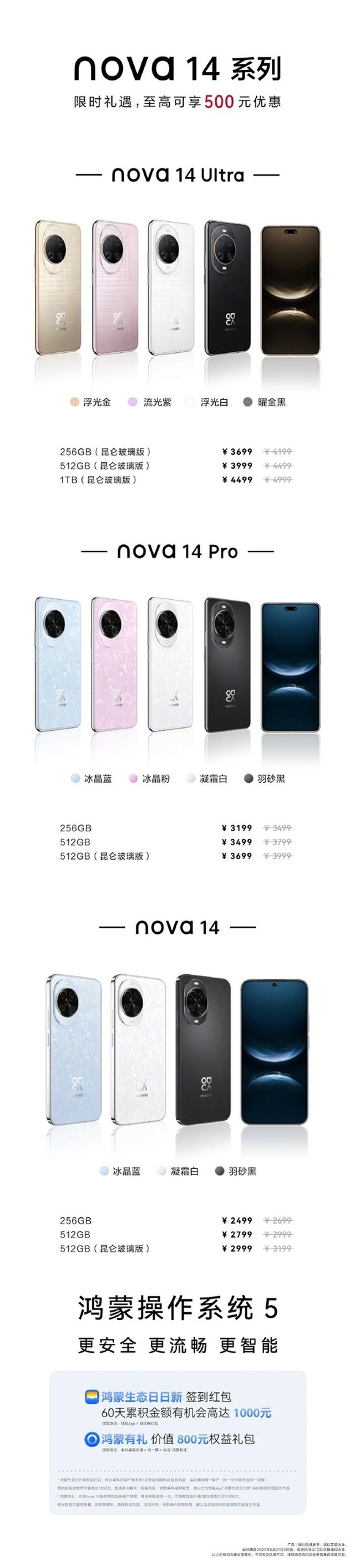 降500元！华为nova 14系列限时降价促销