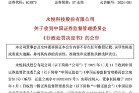 事关3亿元无人机合同等 ST永悦及实控人分别被罚款超千万元图片