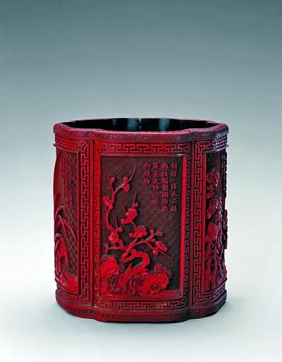 朱漆琼花入梦来——“岁寒三友	”题材漆器略赏