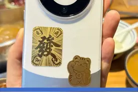 "黄金、气囊、手机链"，手机背面是打工人最小单位的配饰展架图片