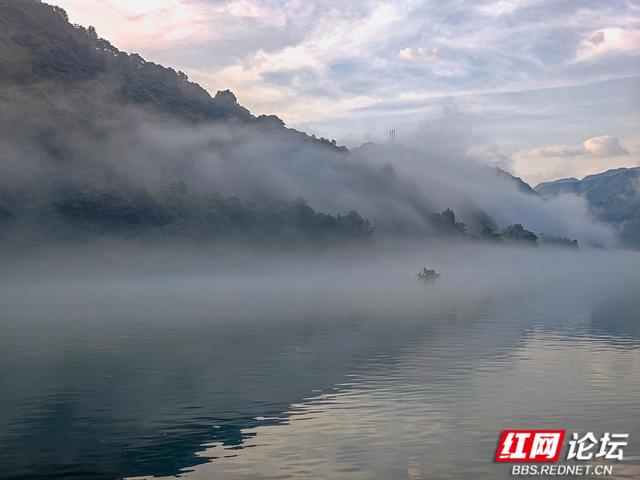 【每日一图@湖南】未醒的天，轻纱般的雾，温柔了整条资兴小东江