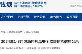 2024年1-3月杭州市钱塘区药品安全监督抽检信息公示图片