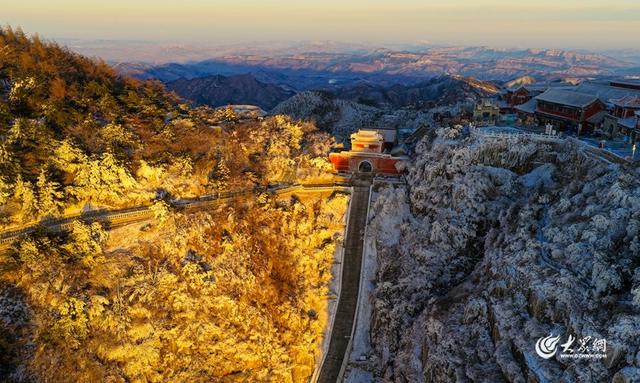 霜峰染金辉 泰山冬日沐暖阳