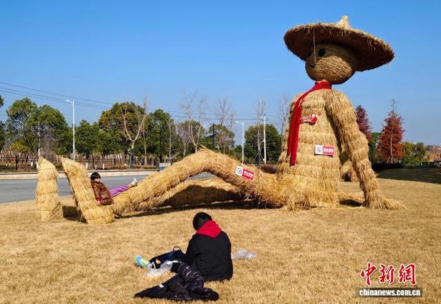 南昌冬日稻草人“值守”珍奇植物园 引客打卡