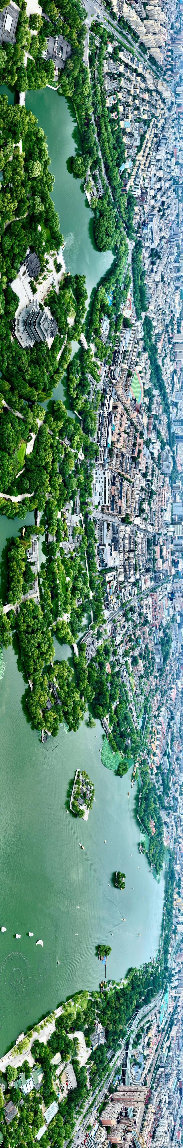 眺望俯瞰全景看，大明湖美景百看不厌
