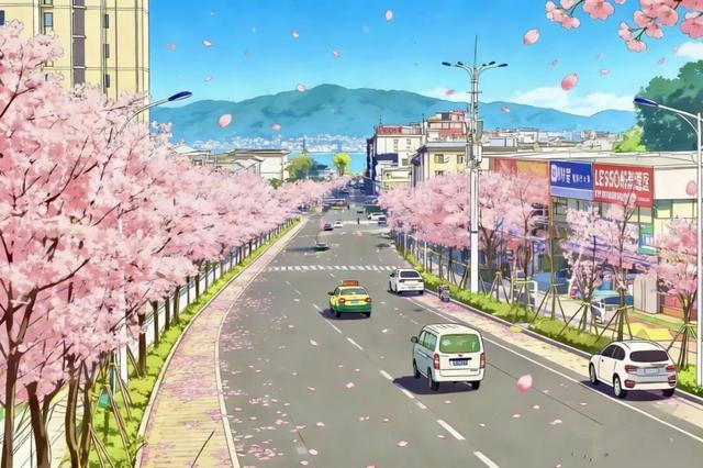 又添一条樱花大道 大理三月好风光