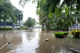 椰城迎来强降雨 海口385名“小黄人”坚守一线保障排水图片