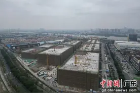 佛山单体最大物流园项目首栋仓库主体结构封顶图片