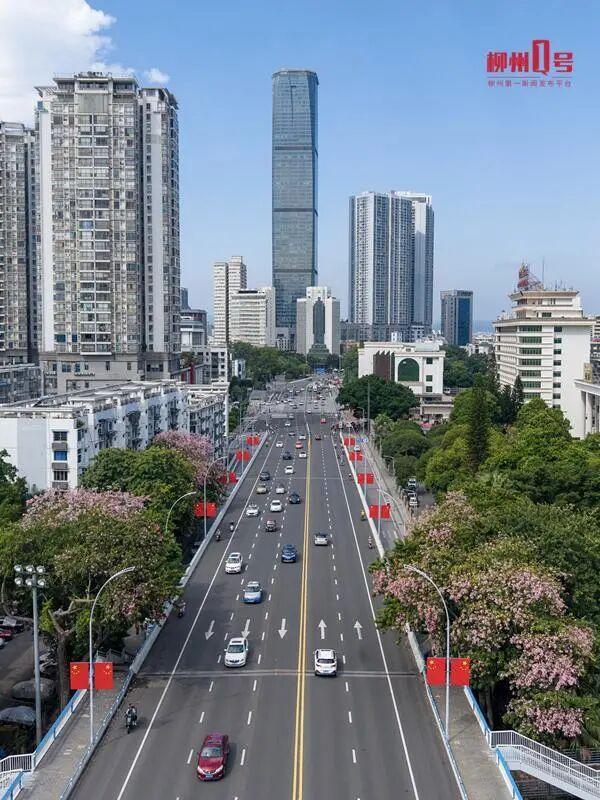 红旗映繁花！柳北已换上国庆“限定皮肤”~