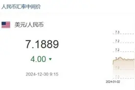 12月30日人民币对美元中间价报7.1889元 上调4个基点图片
