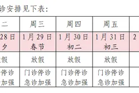 2025年浙中医大二院（浙江省新华医院）春节假期门诊安排图片