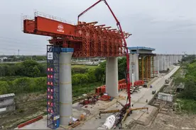 坐着高铁去机场更近了！杭州机场高铁桥梁建设开启“加速度”图片