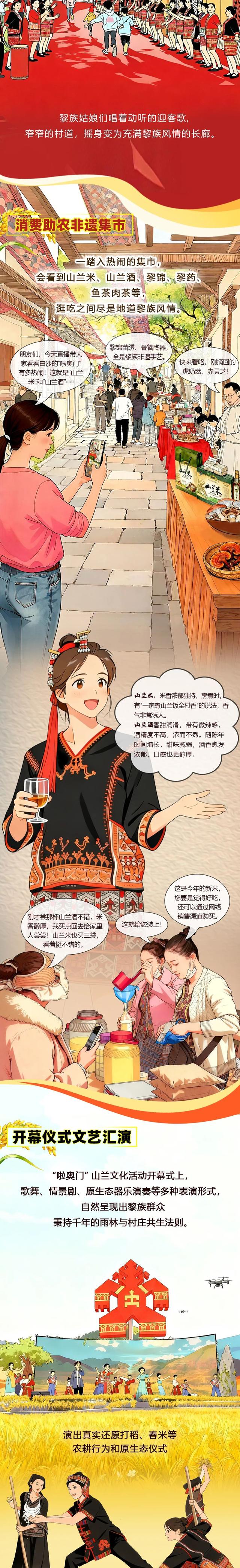 雨林深处的这场盛宴，把黎族千年农耕文化“绣”进了长图里