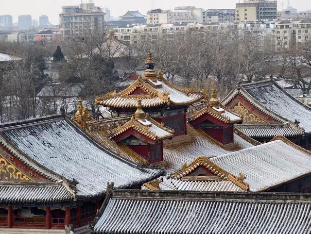紫禁雪晴望雍和，一重金瓦一重天