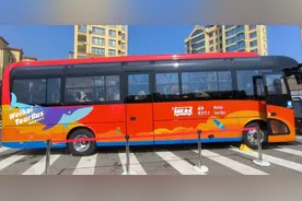 乘全景环海观光巴士，打卡威海半月湾图片