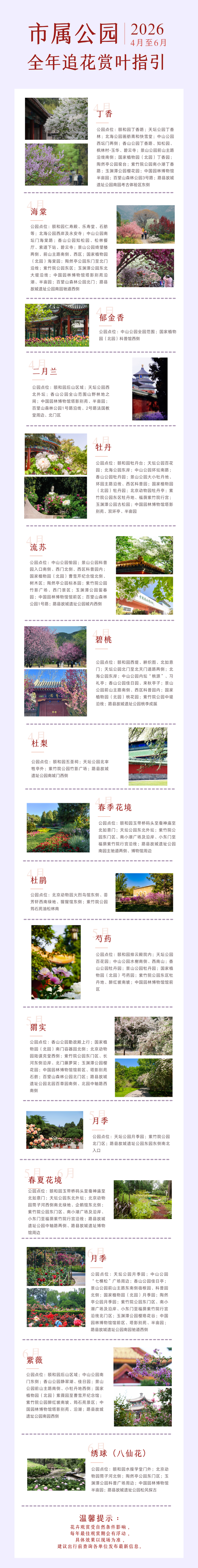 市属公园首发《2026全年追花赏叶指引》