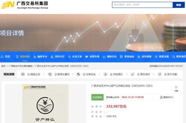 叫价23亿元！广西文化艺术中心公开转让