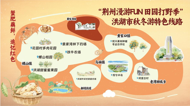 荆州市秋冬游特色线路手绘地图重磅发布！一起去漫游吧