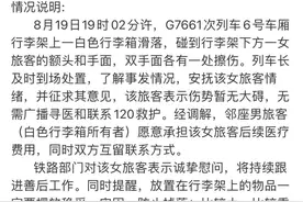 女子乘高铁被行李箱砸头崩溃大哭！官方通报图片