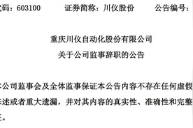 重庆川仪自动化股份有限公司监事谢春妮辞职图片