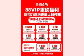 超预期！88VIP今晚可领820元天猫618大额消费券图片