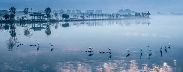 增城荔湖上演“天空之镜”，日出红霞美成仙境！
