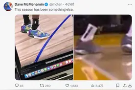 扎心了🤕！湖记晒詹姆斯两次三分踩线图：这赛季还真是与众不同图片